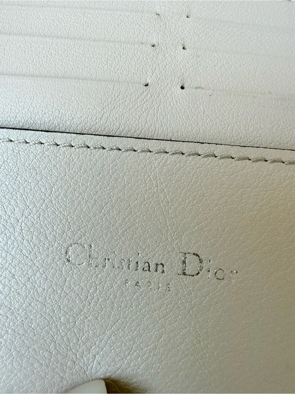Christian Dior Diorissimo Blue Leather Long Wallet Silver DIOR Charm Authentic